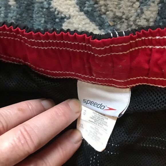 Speedo Mens Swimsuit Board Shorts size XL Black Elastic Drawstring Pockets - Picture 5 of 5